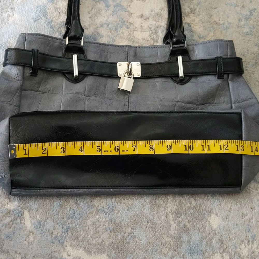 Maurices Faux Leather Silver Padlock Shoulder Handbag Gray